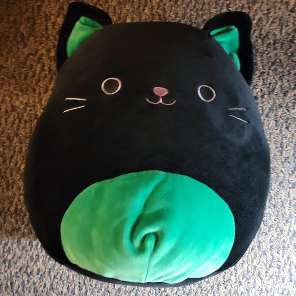 NWOT Squishmallows Holiday Black Green Cat Cleo Kitty Kitten 12” Kellytoy 2019 - Picture 3 of 11